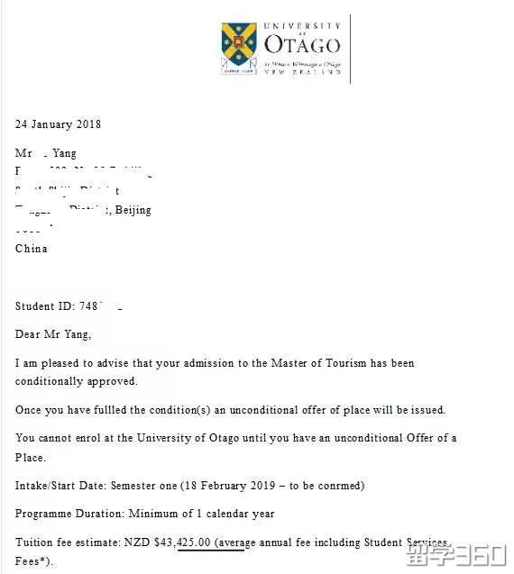 学制一年非常不错的选择!贺Y同学获奥塔哥大学旅游学硕士offer! 学制一年非常不错的选择!贺Y同学获奥塔哥大学旅游学硕士offer!